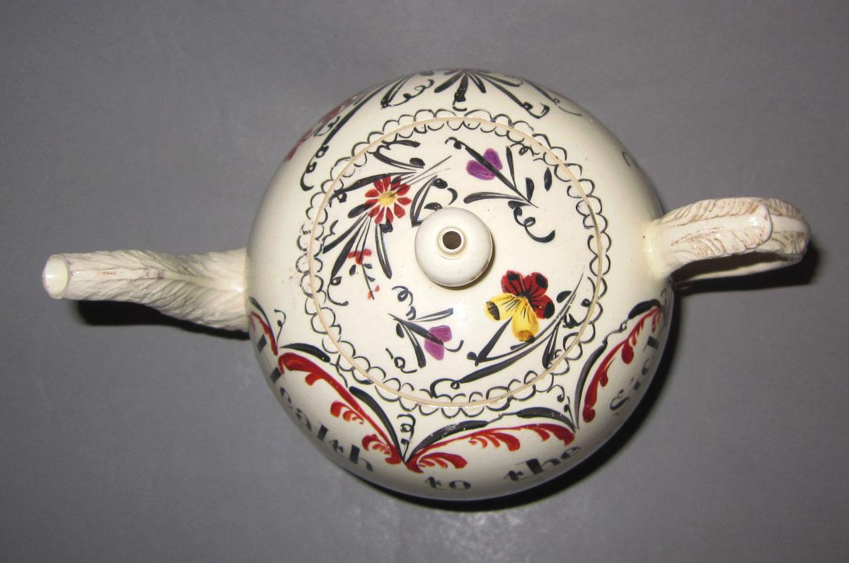 2009.0021.015 A,B Creamware teapot top