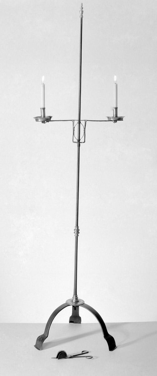 1958.2342, .2343 Iron candlestand and snuffer