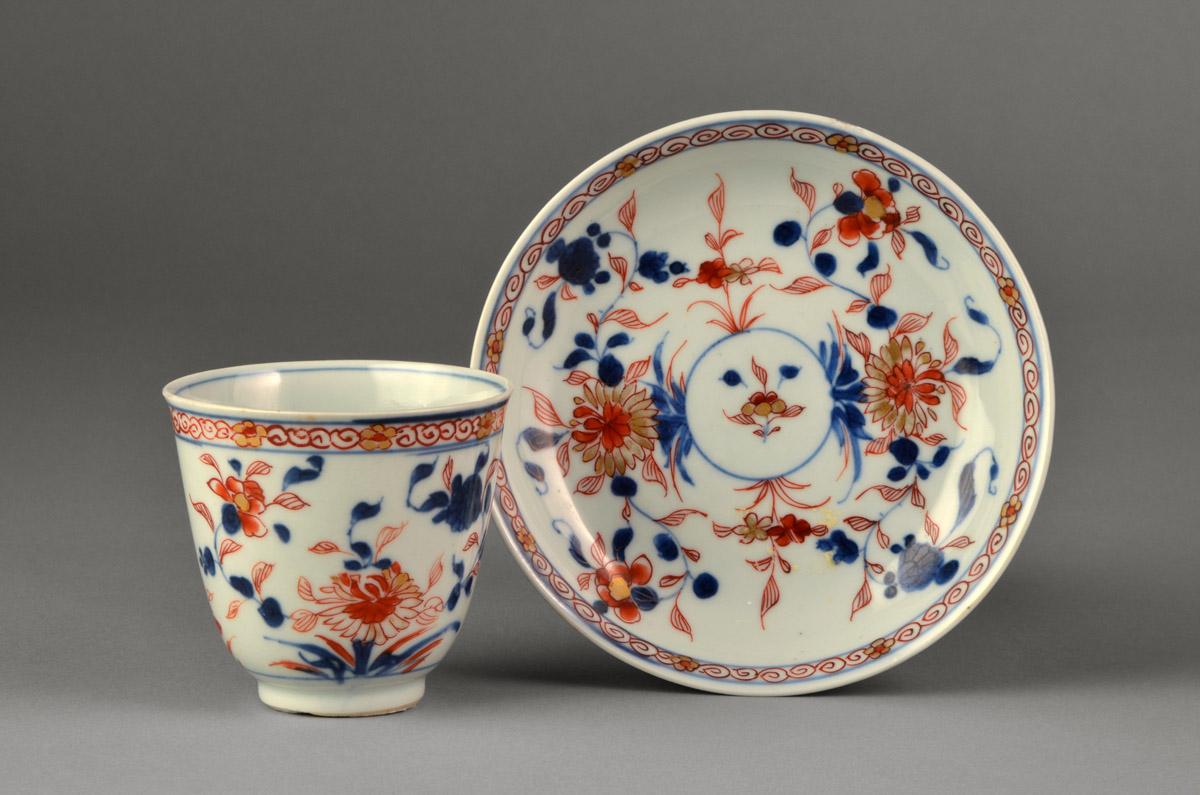 2008.0011.045.001 A, B Porcelain imari beaker and saucer