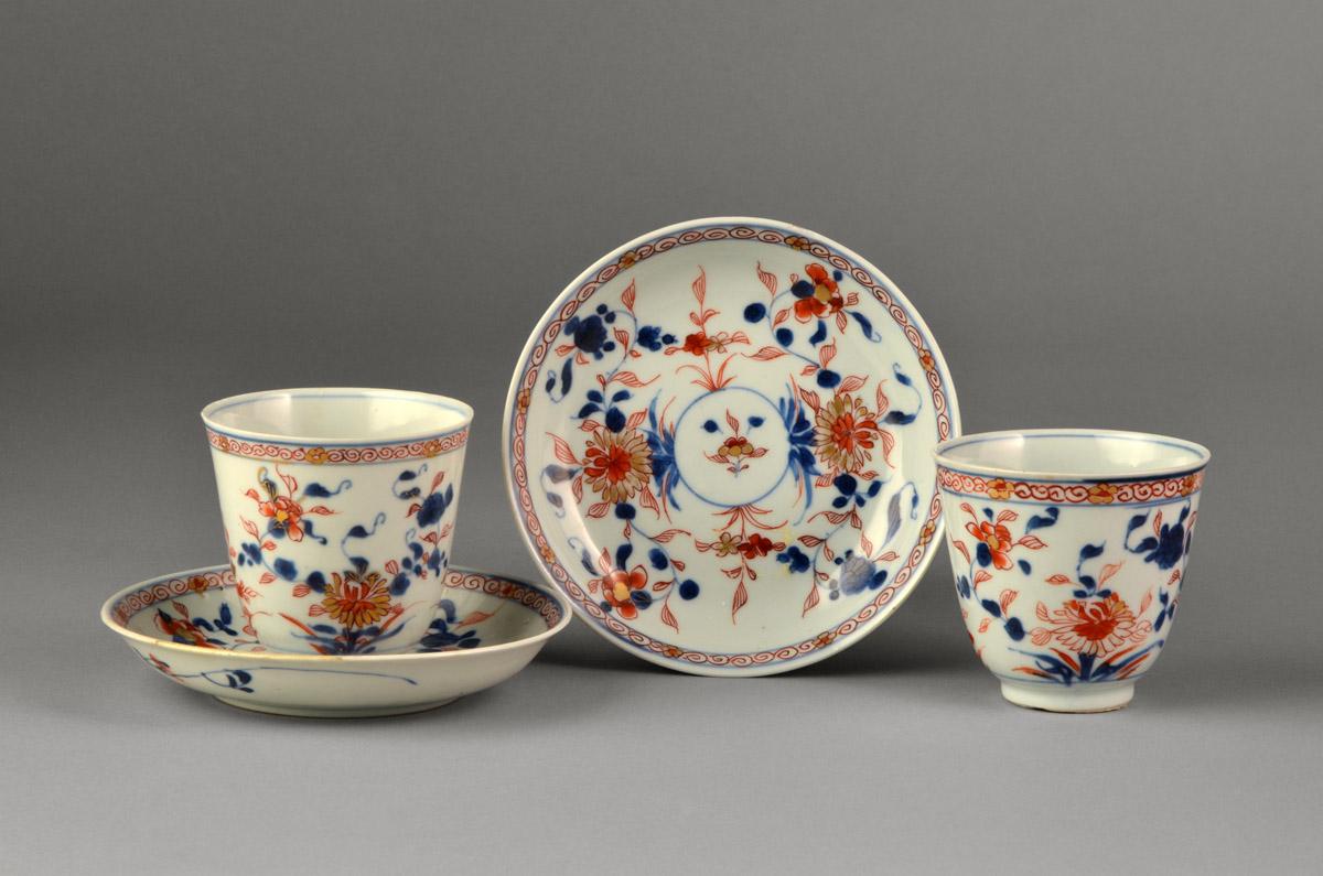 2008.0011.045.001 A, B,Beaker and Saucer, .002 A, B Beaker and Saucer