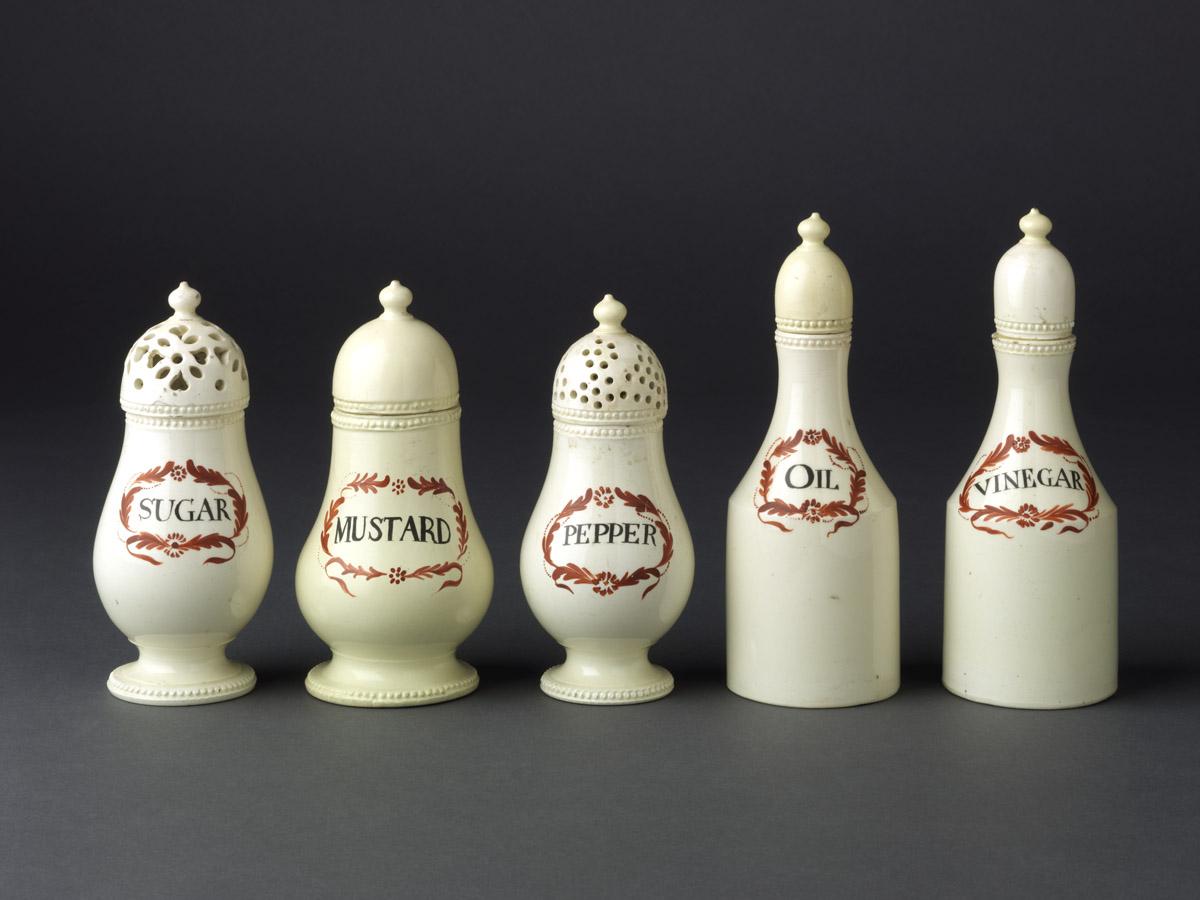 2008.0031 B-I Creamware cruet set bottles