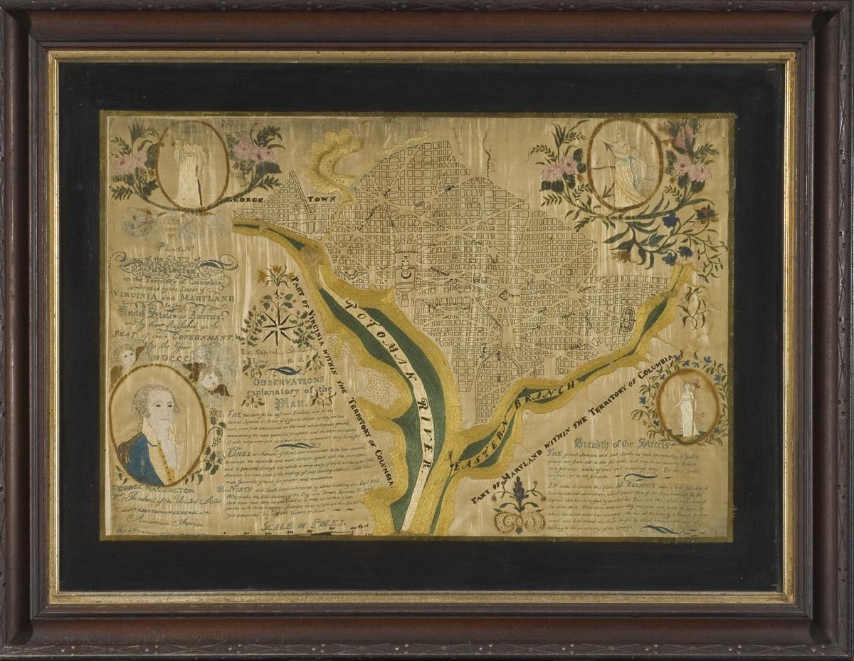 2008.0057 A-C Sampler, Frame and Mat, before conservation treatment