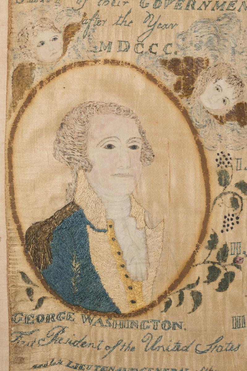 2008.0057 A Sampler, detail 3, after conservation treatment