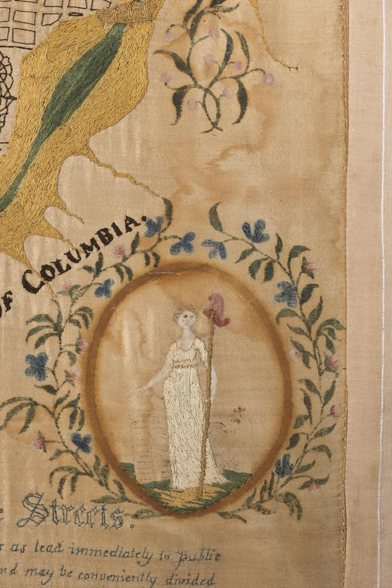 2008.0057 A Sampler, detail 4, after conservation treatment