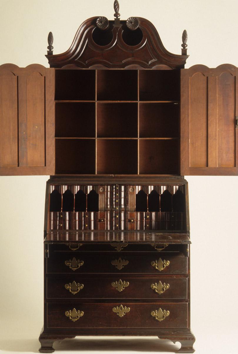 1958.2427 Desk and bookcase, view 1