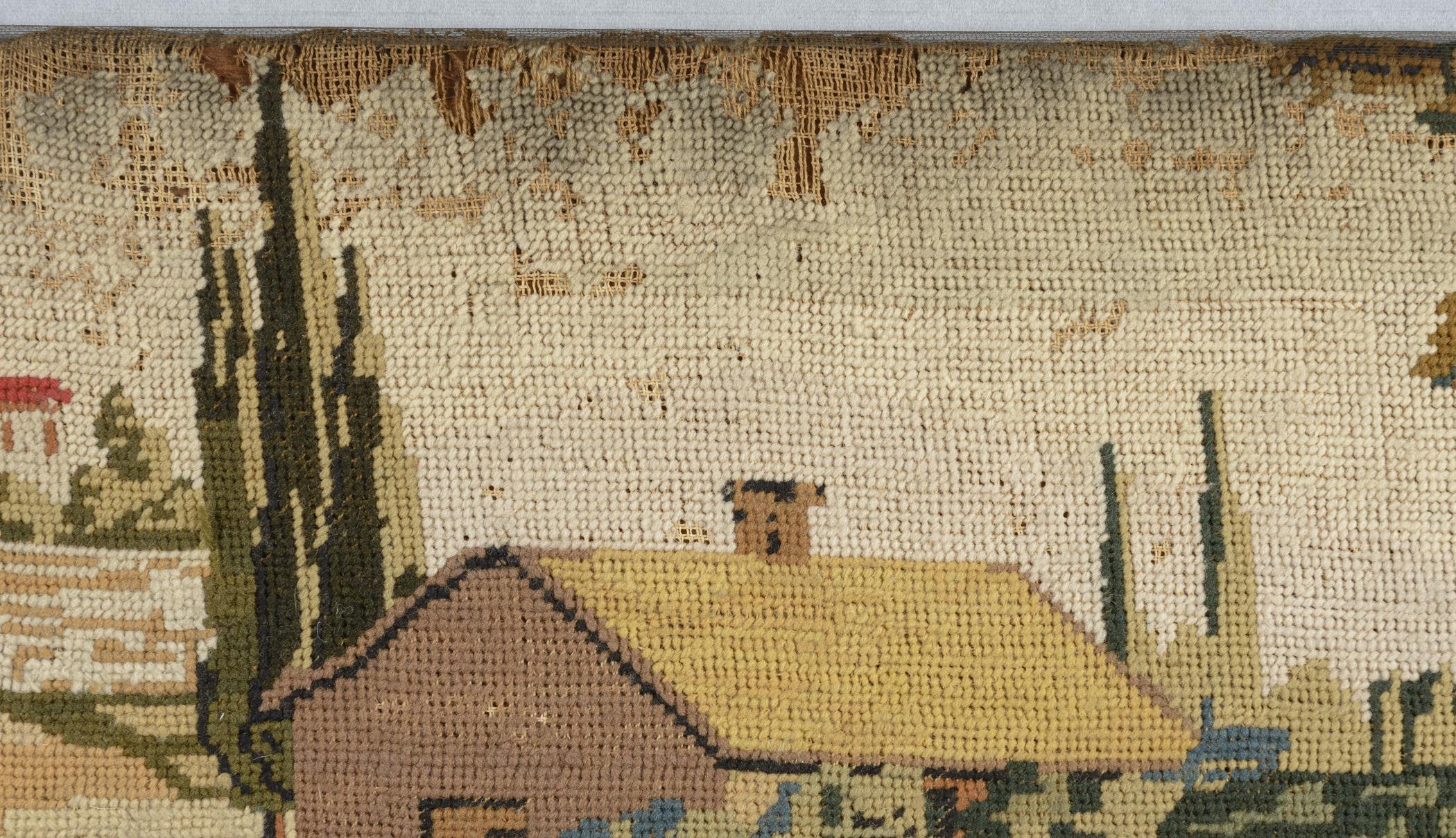 2009.0013 A Needlework picture, detail 3, after conservation treatment