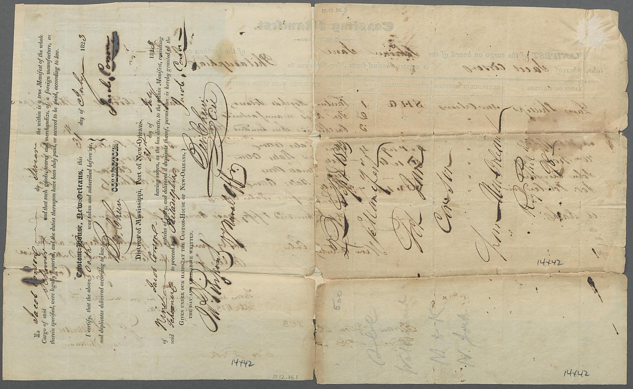 2010.0012.035.001 and .003 Document, view 2, reverse