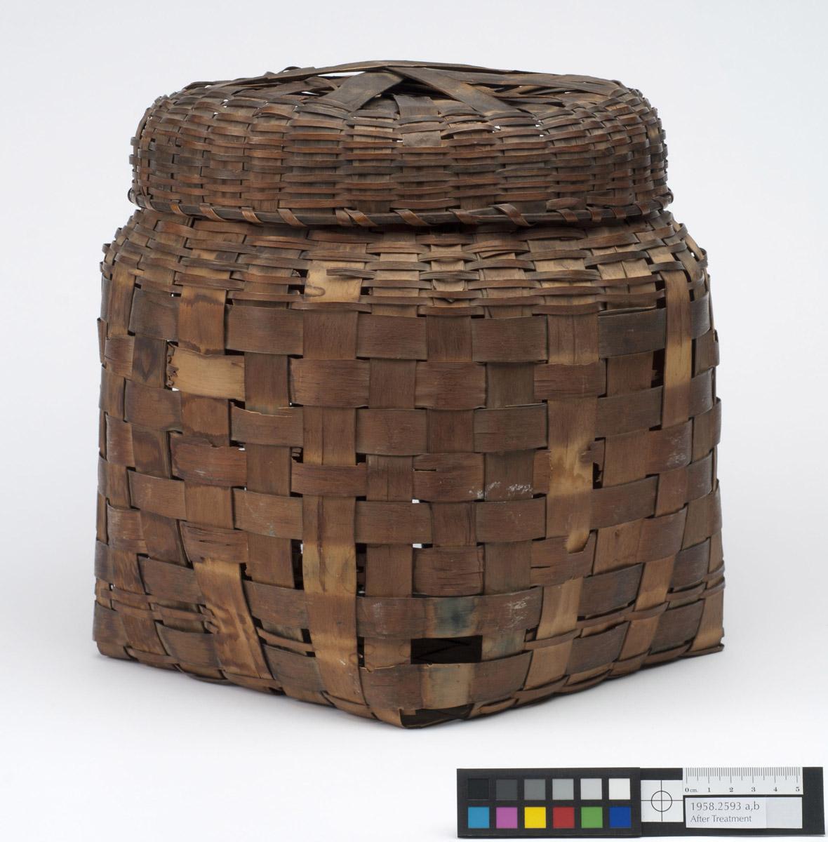 1958.2593 A, B Basket, view 2, after conservation treatment